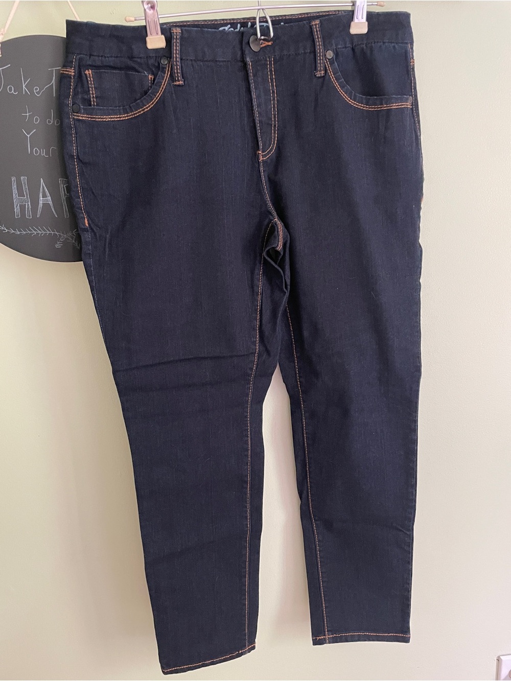 Faded Glory Dark Skinny Jeans with Contrast Stitching
